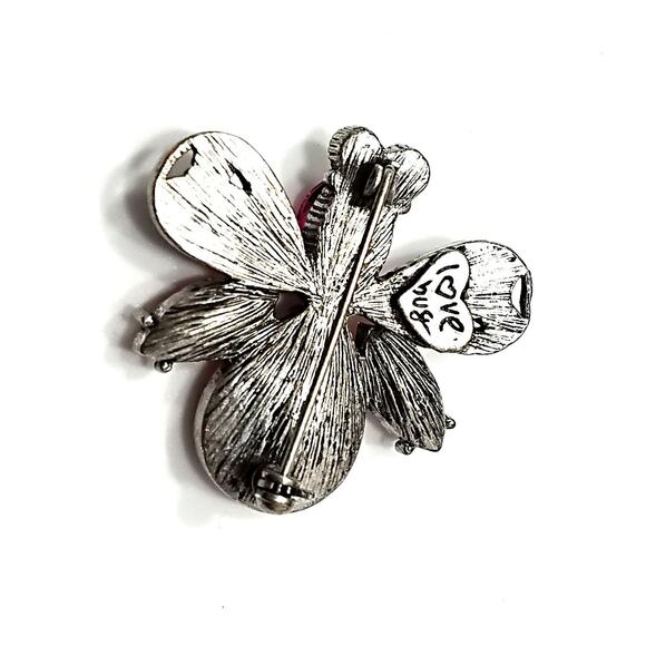 Signed “Love Bug” Vintage Rhinestone Insect Brooch – Pink & Orange - Picture 10 of 10